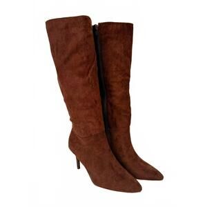 NEW LET'S SEE STYLE women's smooth style suedeish heeled boots in brown